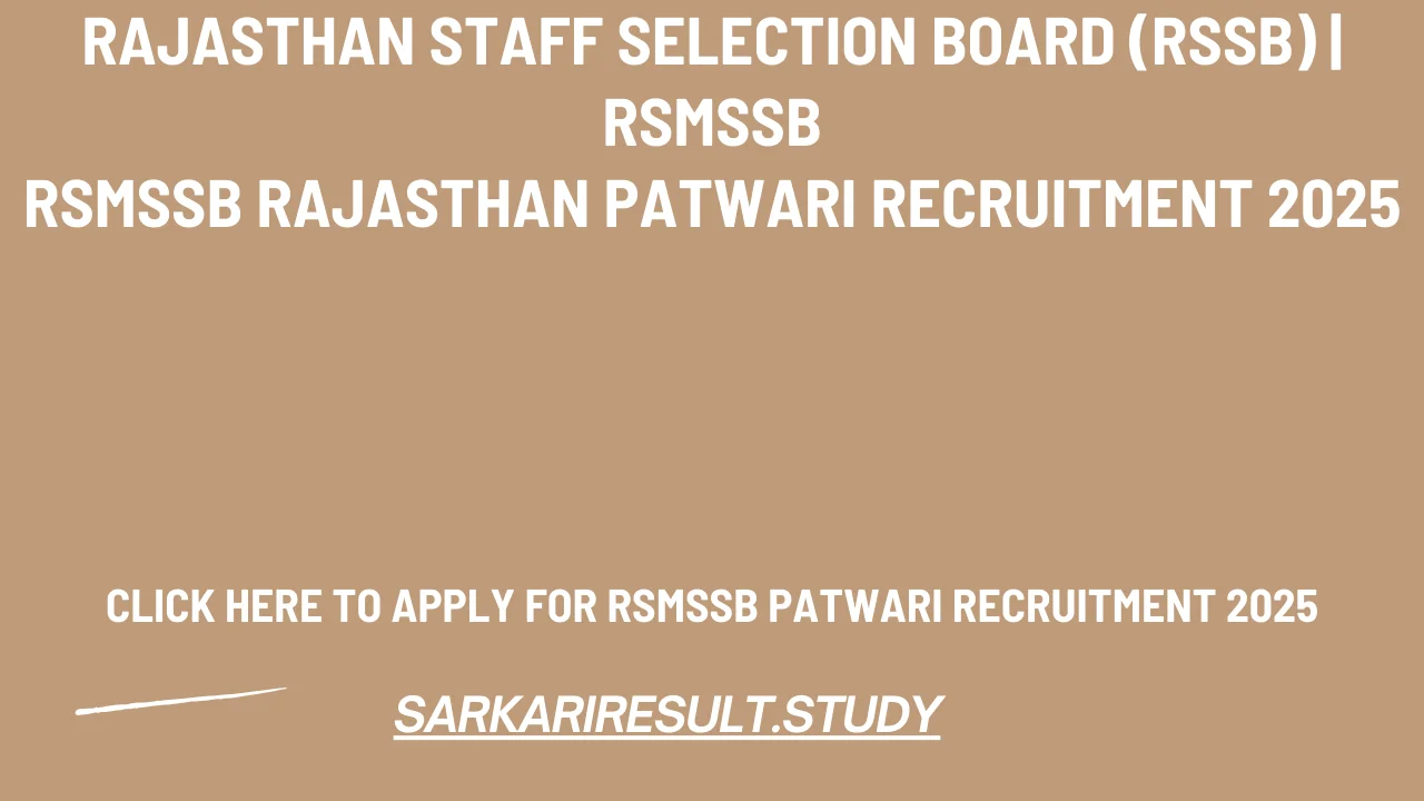 RSMSSB Patwari Recruitment 2025