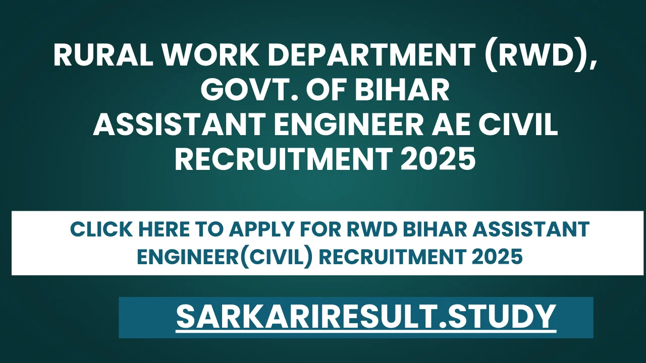 RWD Bihar Assistant Engineer(Civil) Recruitment 2025