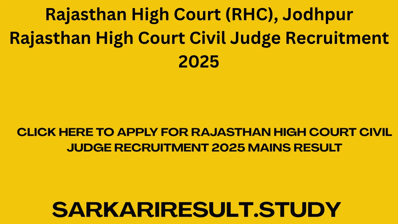 Rajasthan HC Civil Judge Recruitment 2025 Mains Result