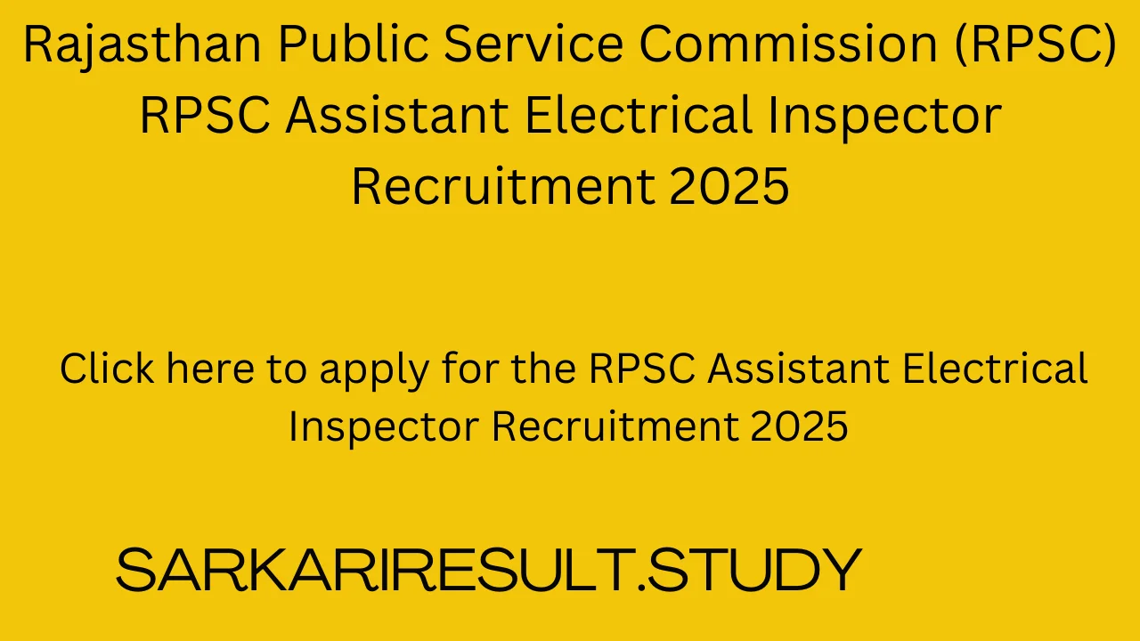 RPSC Assistant Electrical Inspector Recruitment 2025 