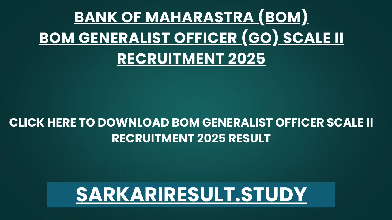 BOM Generalist Officer Scale II Recruitment 2025 Result