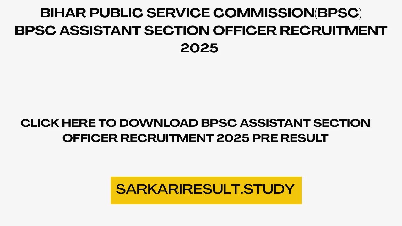 BPSC ASO Recruitment 2025 Pre Result