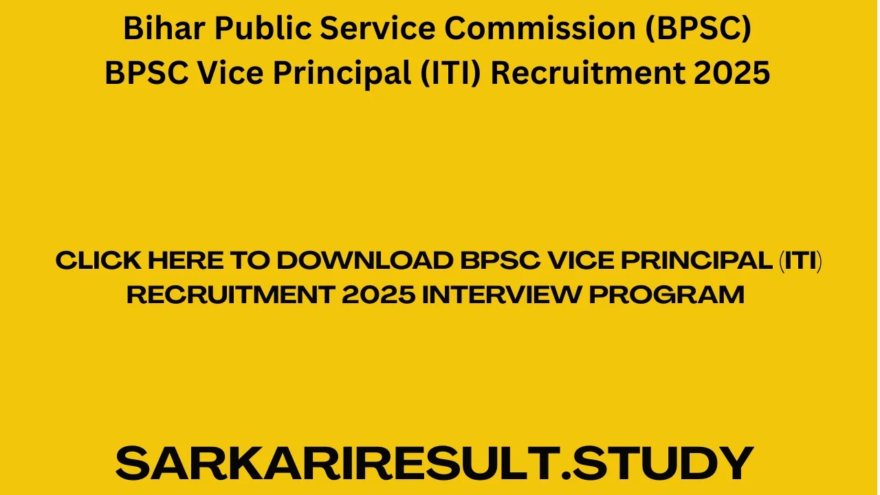 BPSC Vice Principal (ITI) Recruitment 2025 Final Answer Key Interview Program 