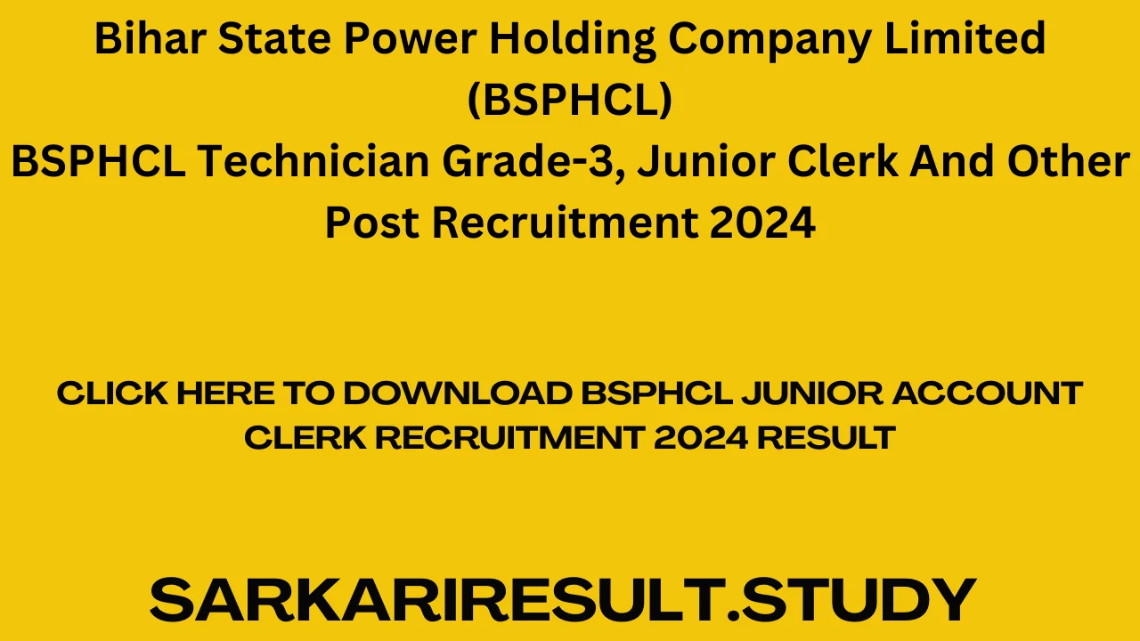 BSPHCL Junior Account Clerk Recruitment 2024 Result