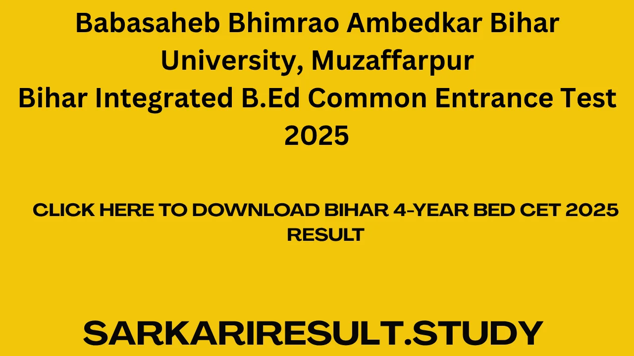 Bihar 4-Year BEd CET 2025 Result