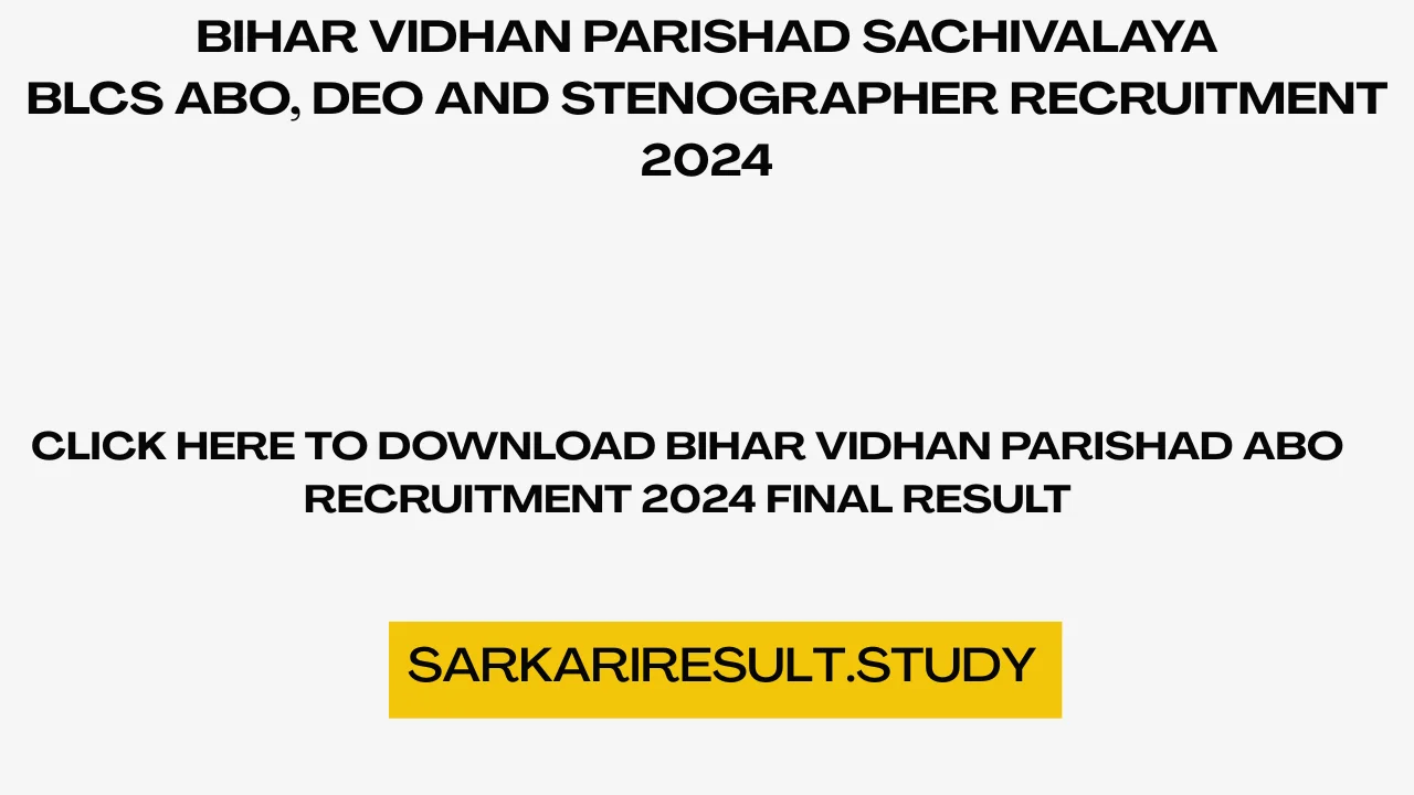 Bihar Vidhan Parishad ABO Recruitment 2024 Final Result