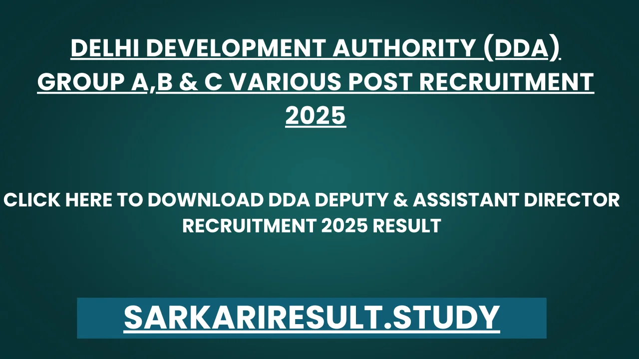  DDA Deputy & Assistant Director Recruitment 2025 Result