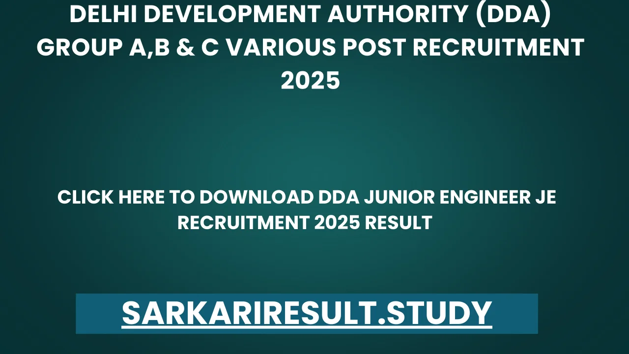 DDA Junior Engineer JE Recruitment 2025 Result 