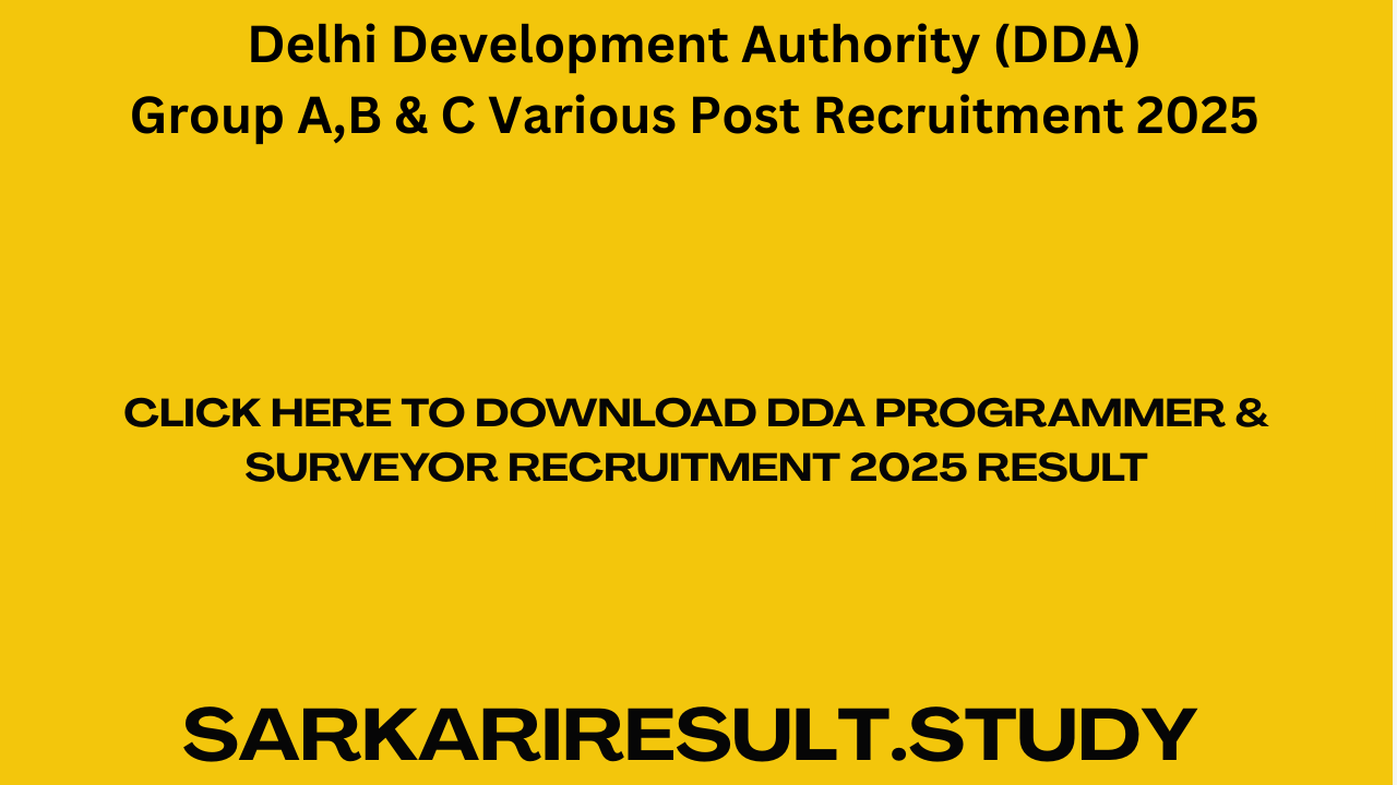 DDA Programmer & Surveyor Recruitment 2025 Result