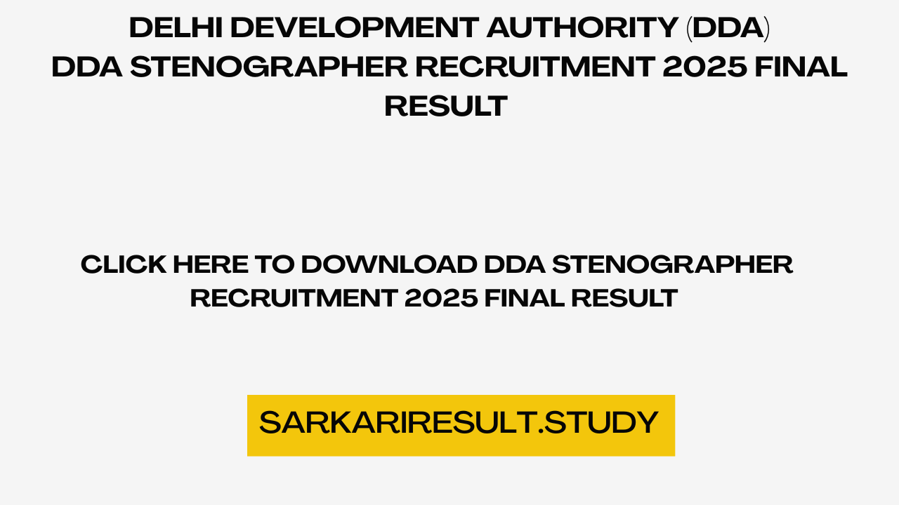 DDA Stenographer Recruitment 2025 Final Result 
