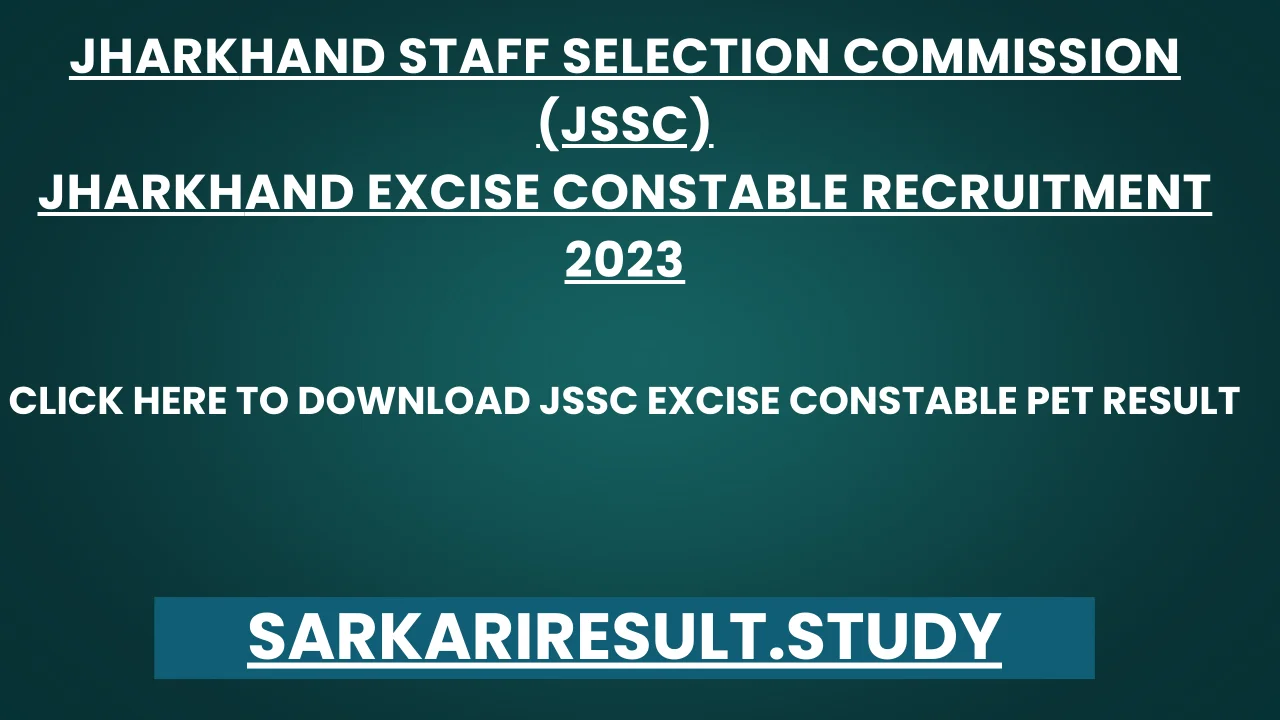 JSSC Excise Constable PET Result