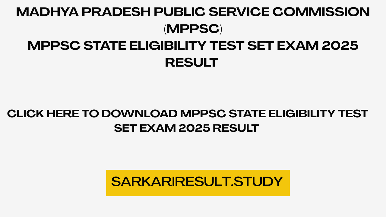 MPPSC State Eligibility Test SET Exam 2025 Result 