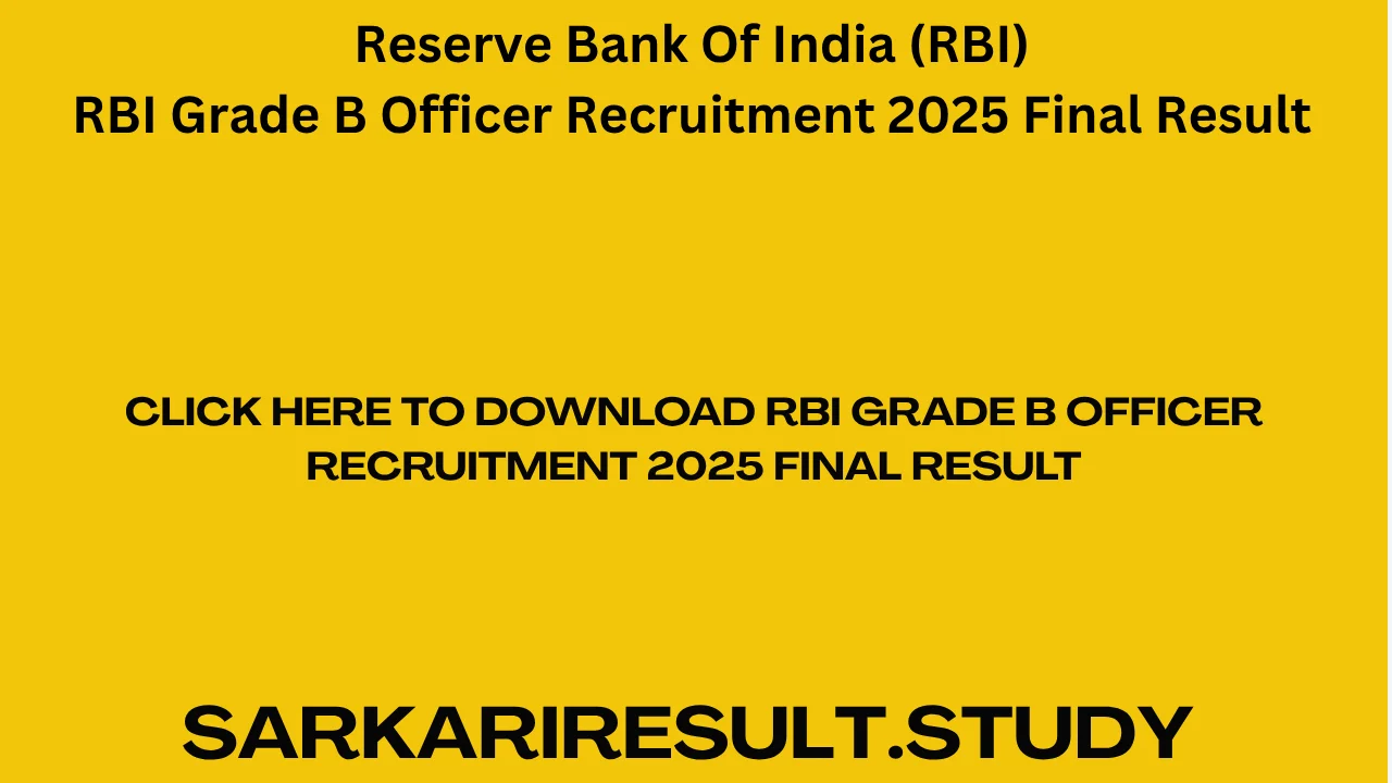 RBI Grade B Officer Recruitment 2025 Final Result
