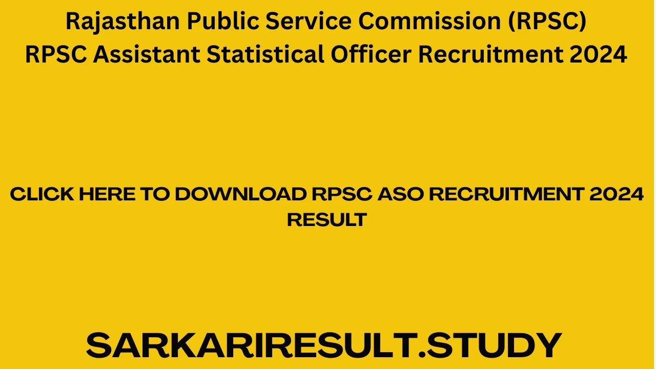 RPSC ASO Recruitment 2024 Result