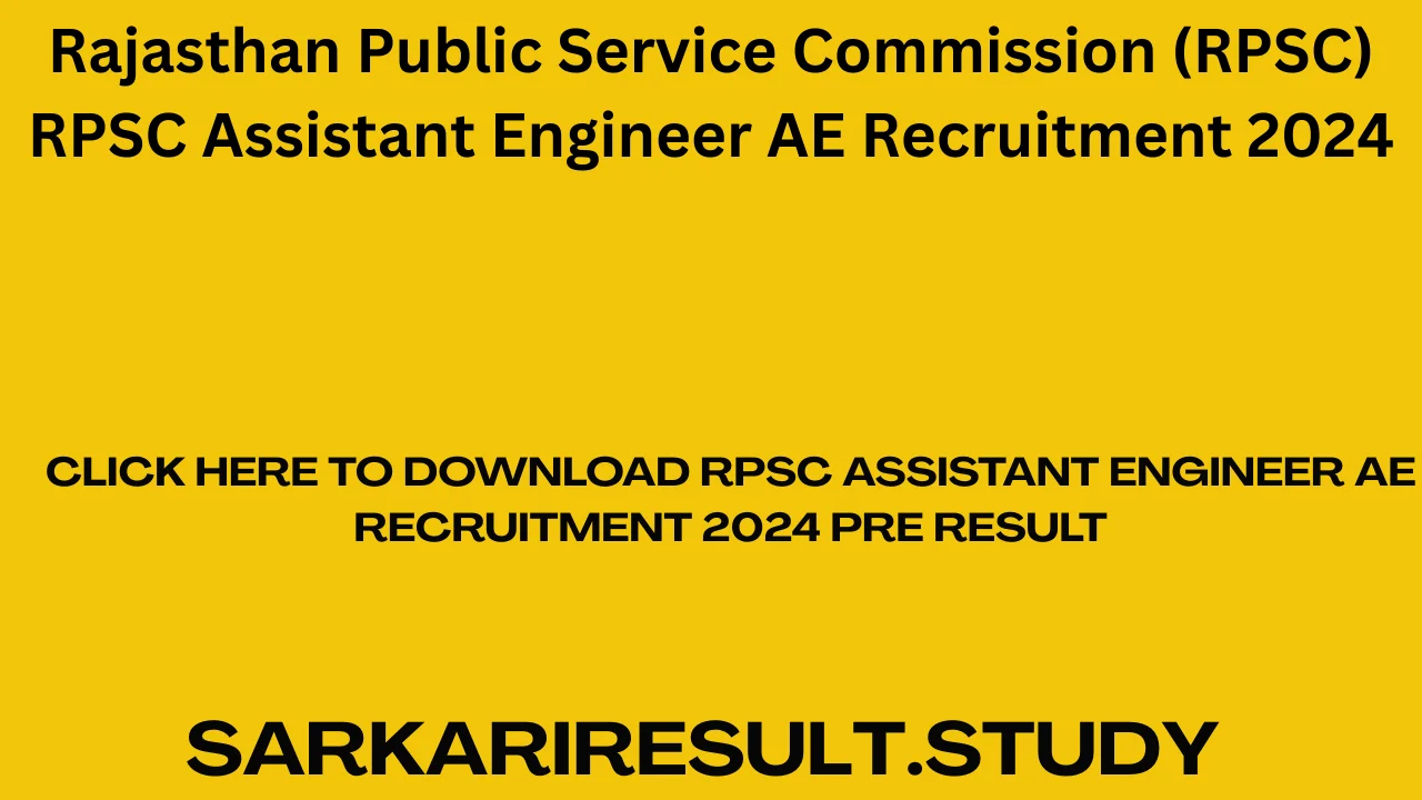 RPSC Assistant Engineer AE Recruitment 2024 Pre Result