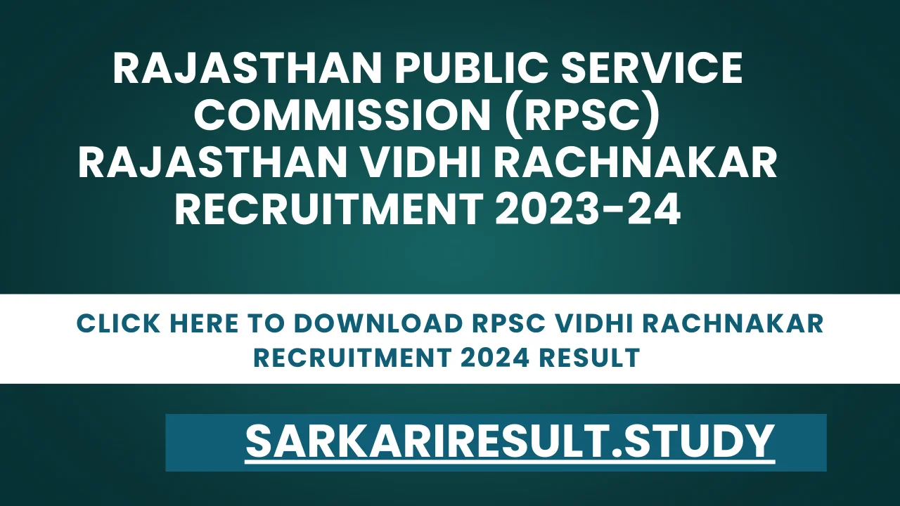 RPSC Vidhi Rachnakar Recruitment 2024 Result 