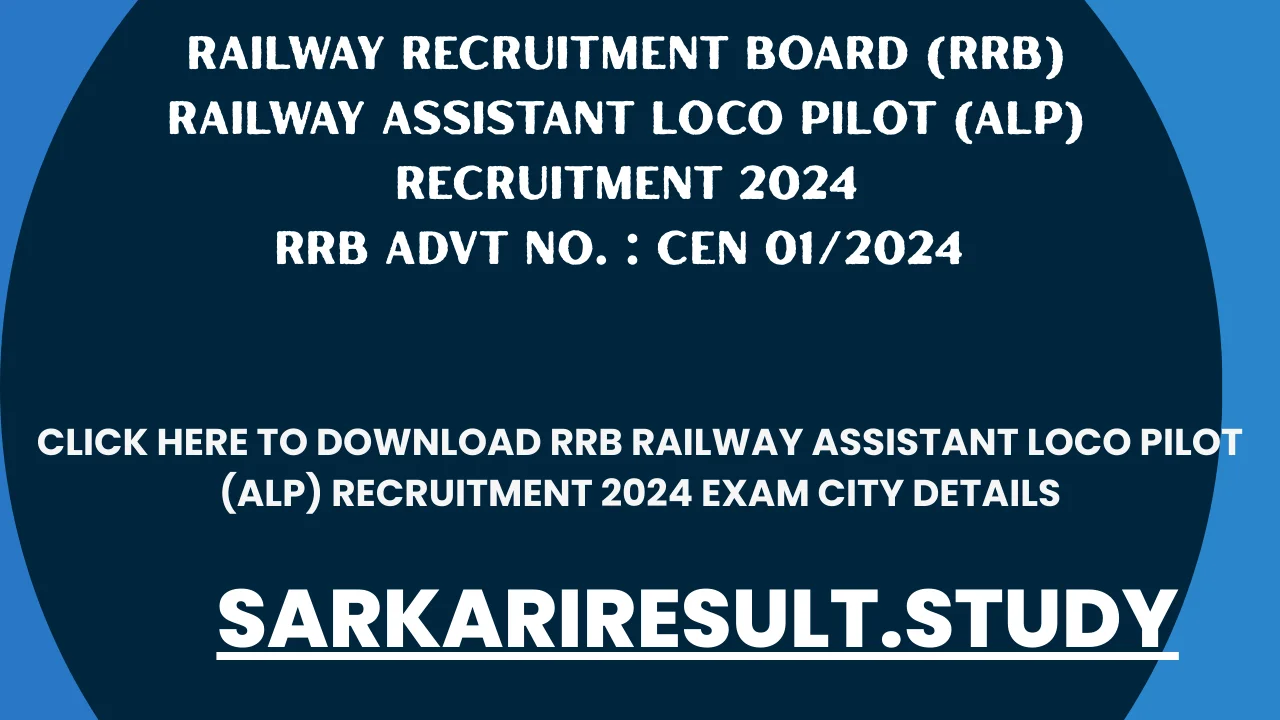 RRB Railway Assistant Loco Pilot (ALP) Recruitment 2024 Exam City Details