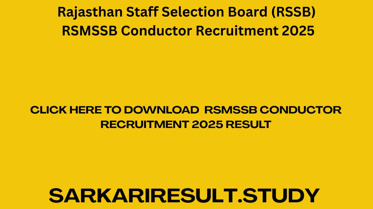  RSMSSB Conductor Recruitment 2025 Result