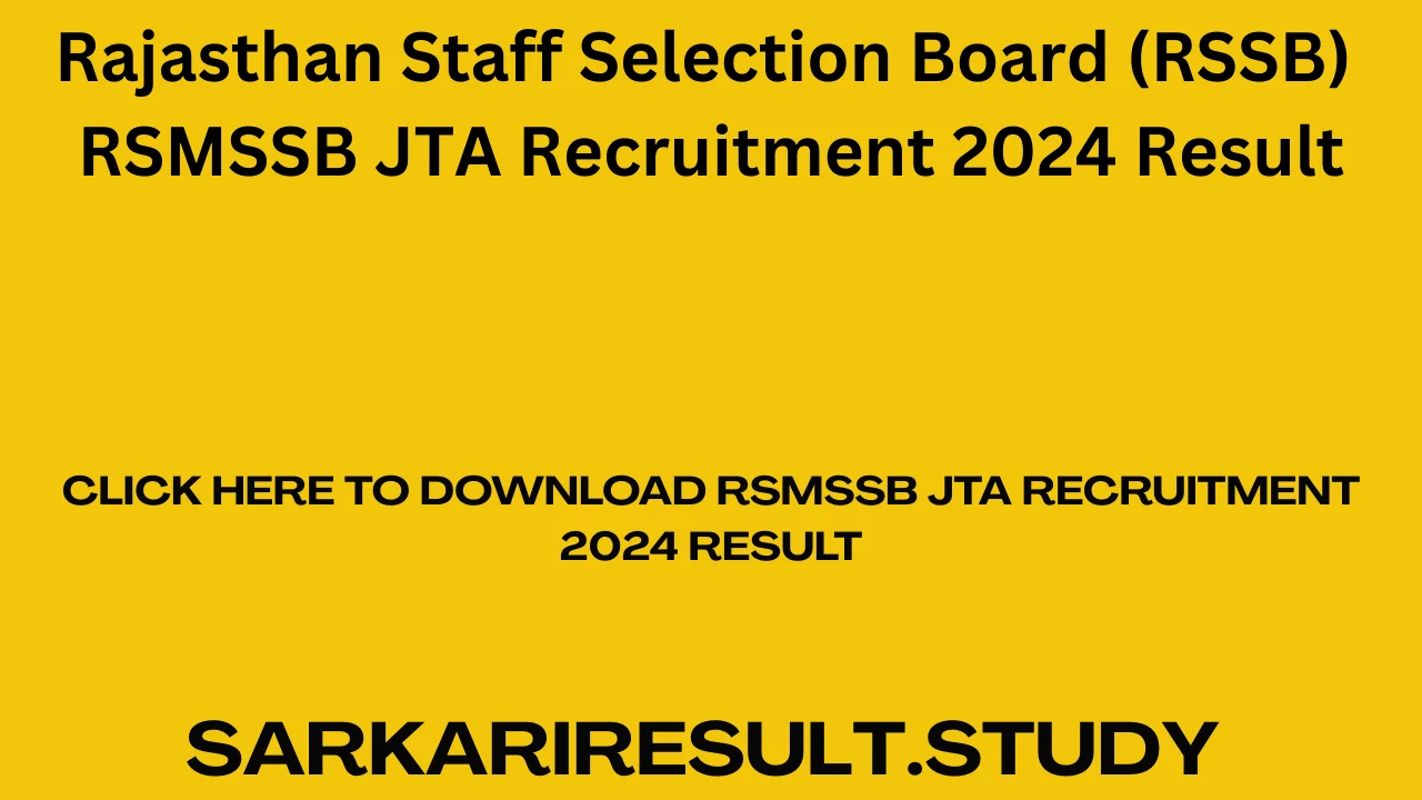 RSMSSB JTA Recruitment 2024 ResultRSMSSB JTA Recruitment 2024 Result