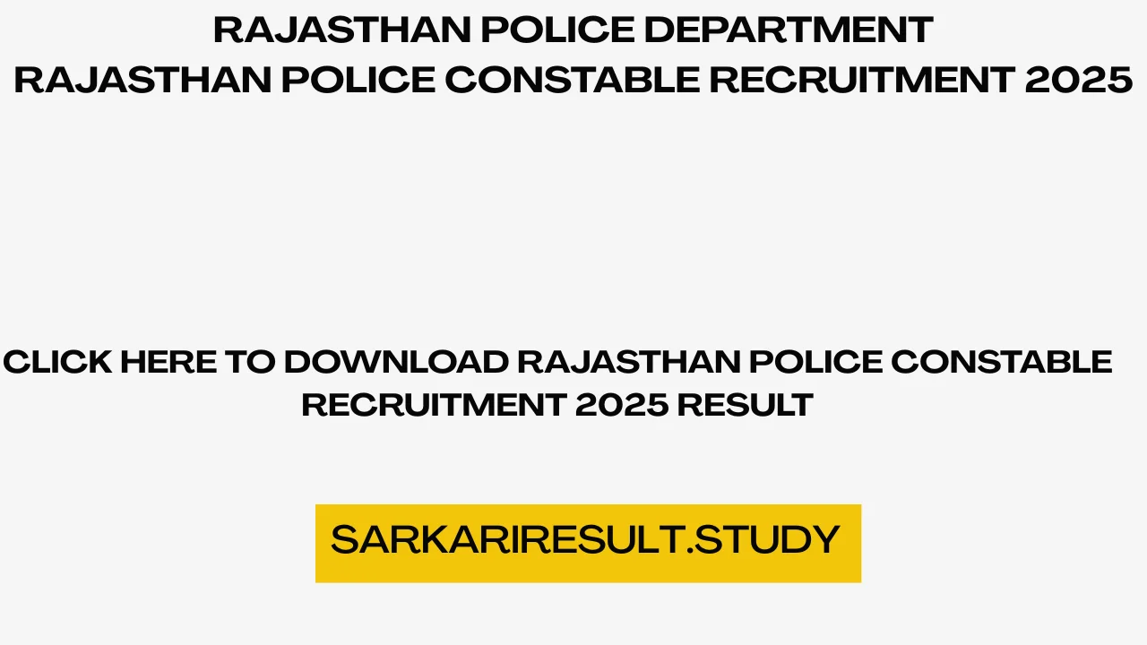 Rajasthan Police Constable Recruitment 2025 Result