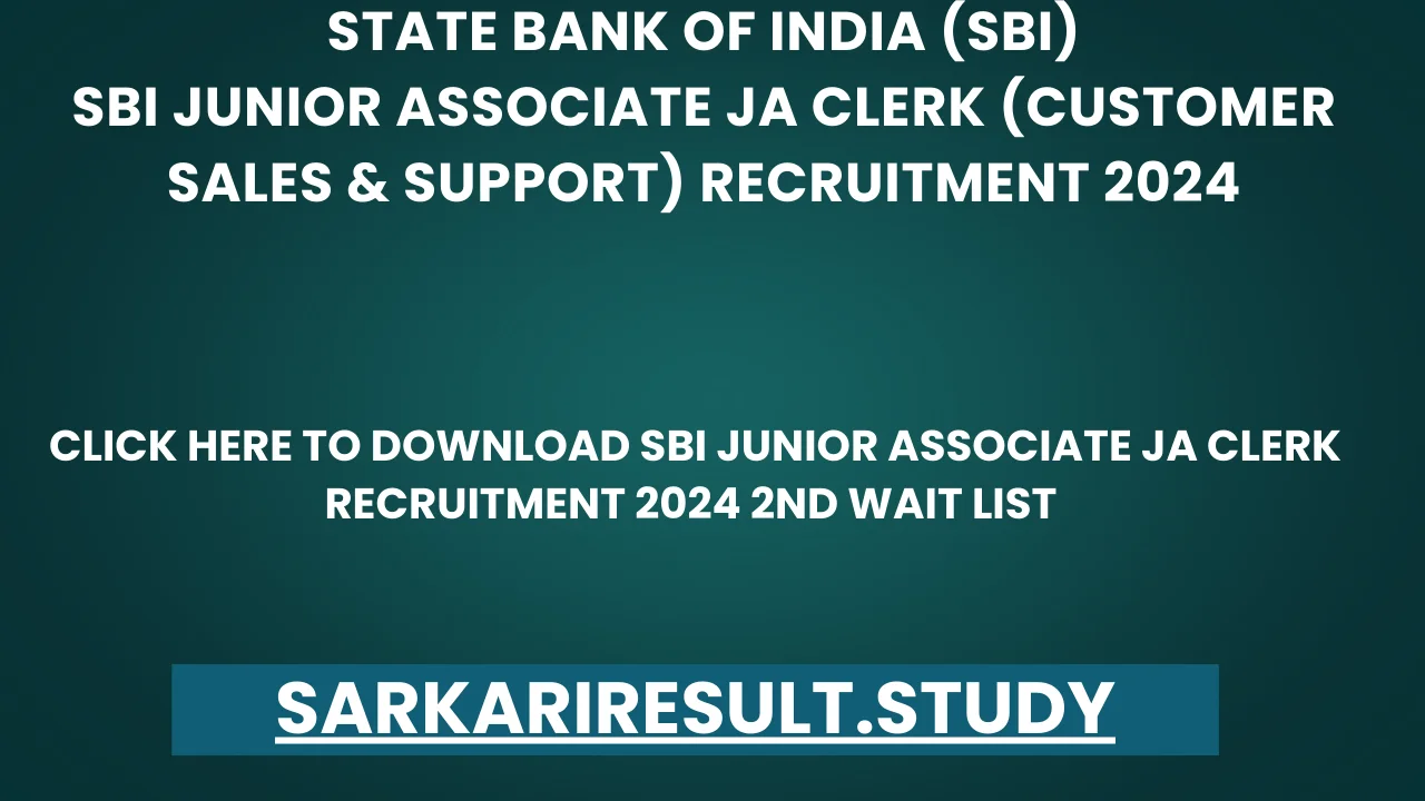 SBI Junior Associate JA Clerk Recruitment 2024 3rd Wait List 