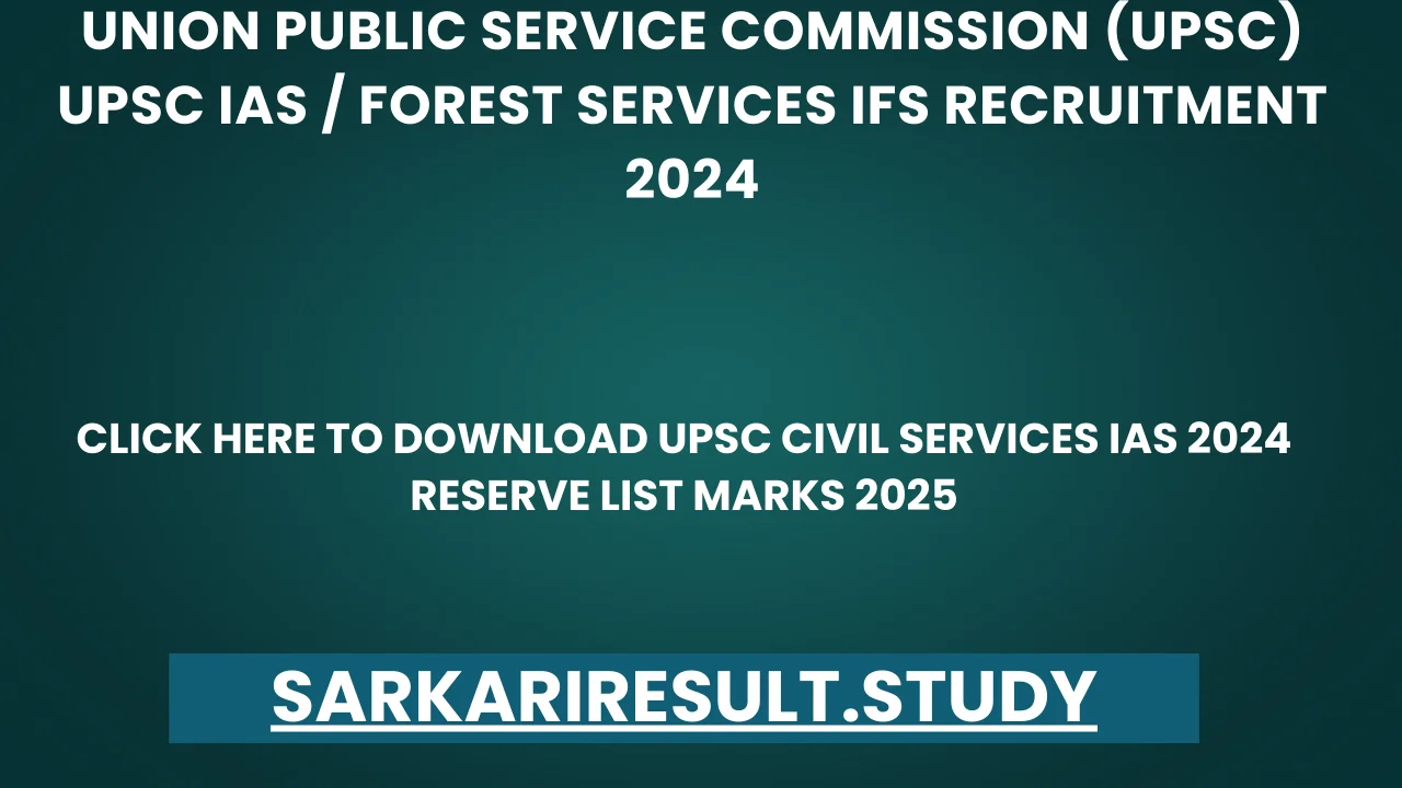 UPSC Civil Services IAS 2024 Reserve List Marks 2025