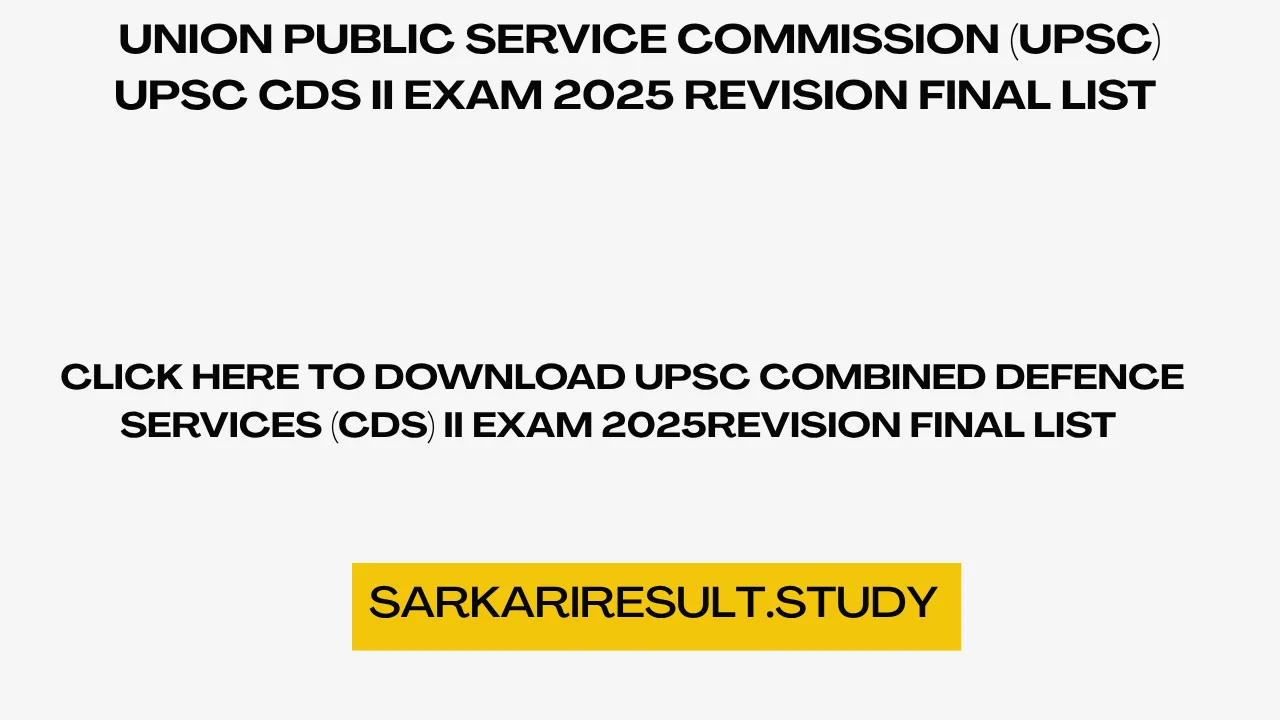 UPSC CDS II Exam 2025 Revision Final List 