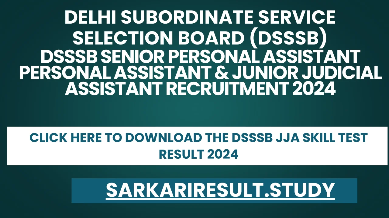 DSSSB JJA Skill Test Result 2024