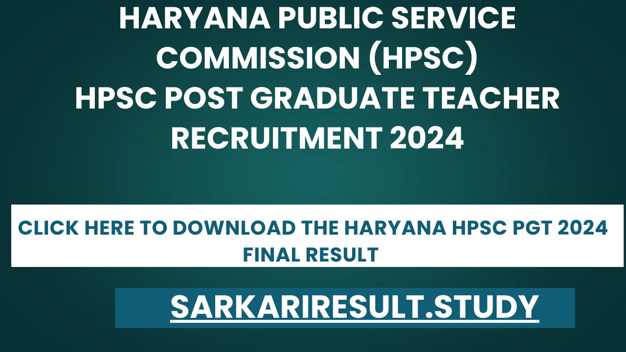 Haryana HPSC PGT 2024 Final Result 