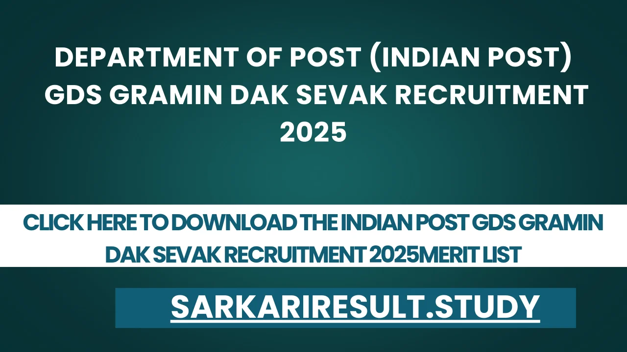 Indian Post GDS Gramin Dak Sevak Recruitment 2025 Merit List