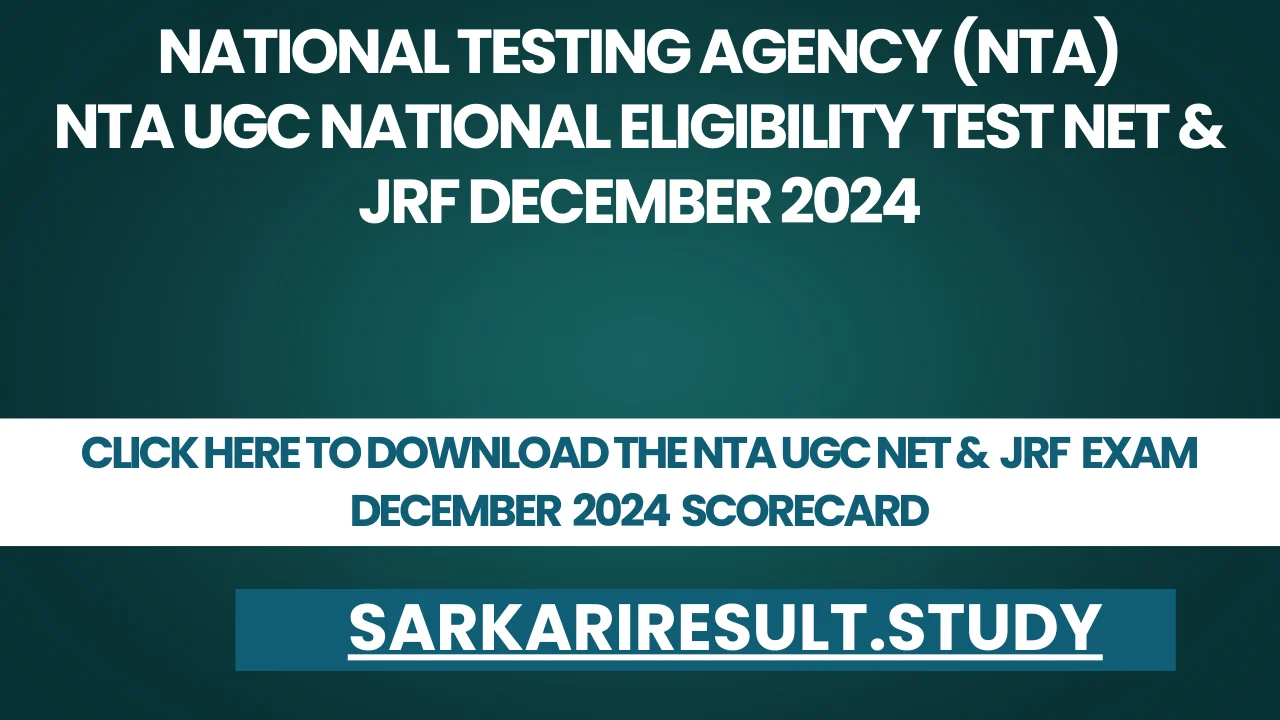  NTA UGC NET &  JRF  Exam December 2024 Score Card