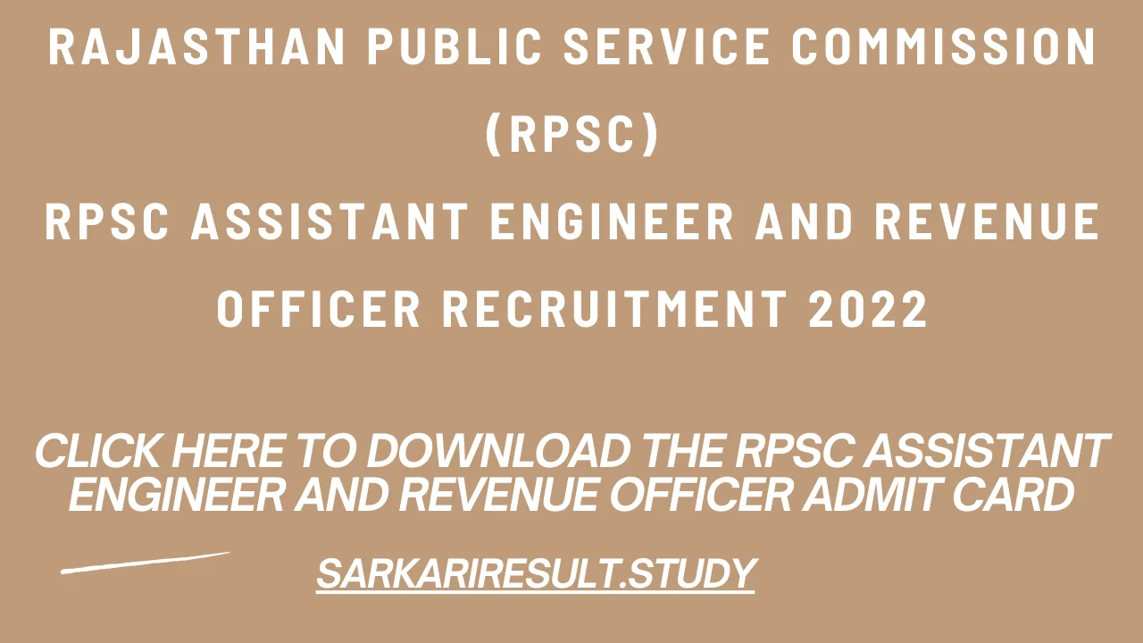 RPSC AE/RO/EO Recruitment Admit Card