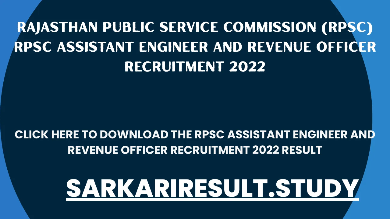 RPSC Assistant Engineer and Revenue Officer Recruitment 2022 Result
