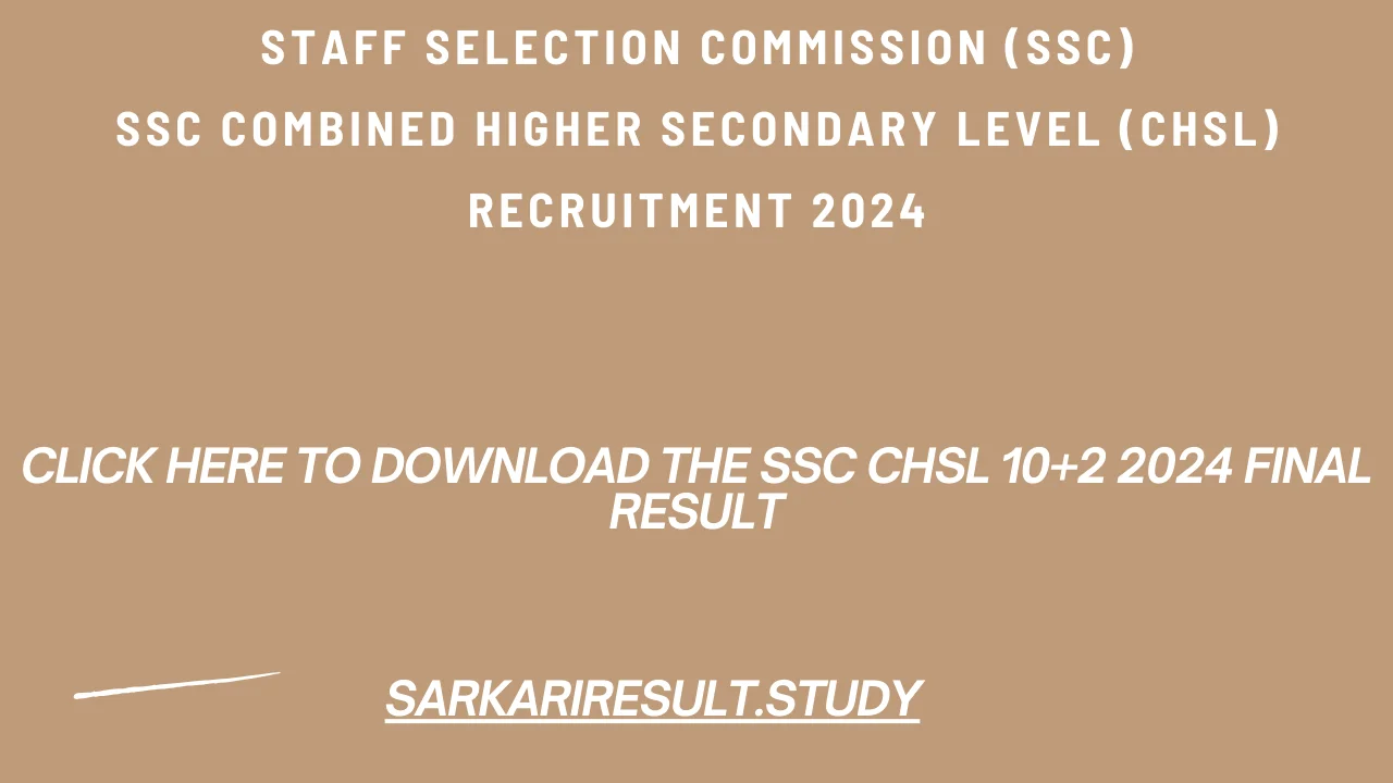 SSC CHSL 10+2 2024 Final Result