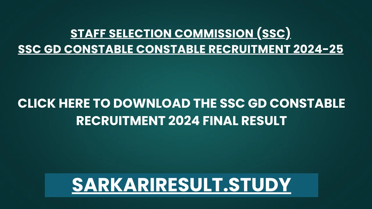  SSC GD Constable Recruitment 2024  Final Result