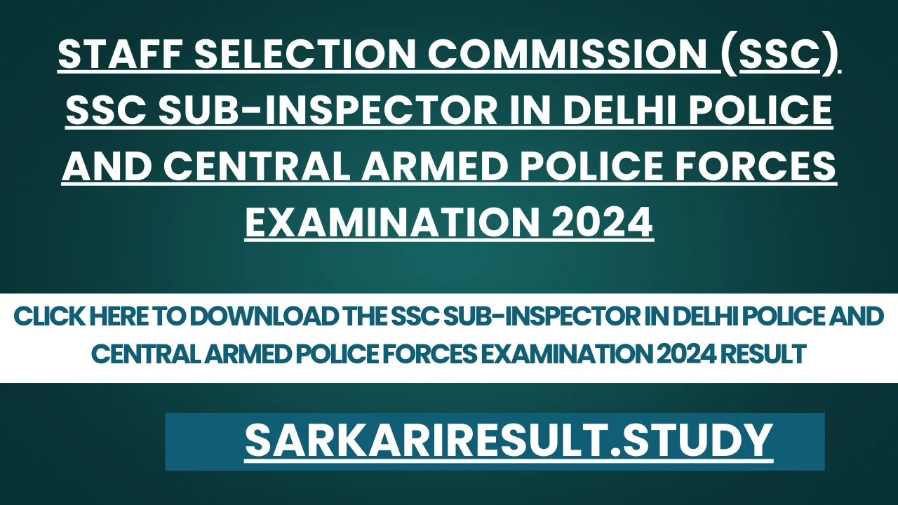 SSC CPO SI PET PST Revised Result 2024