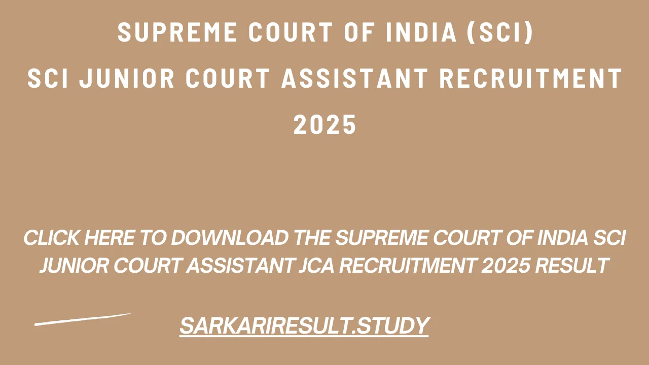 Supreme Court of India SCI Junior Court Assistant JCA Recruitment 2025 Result