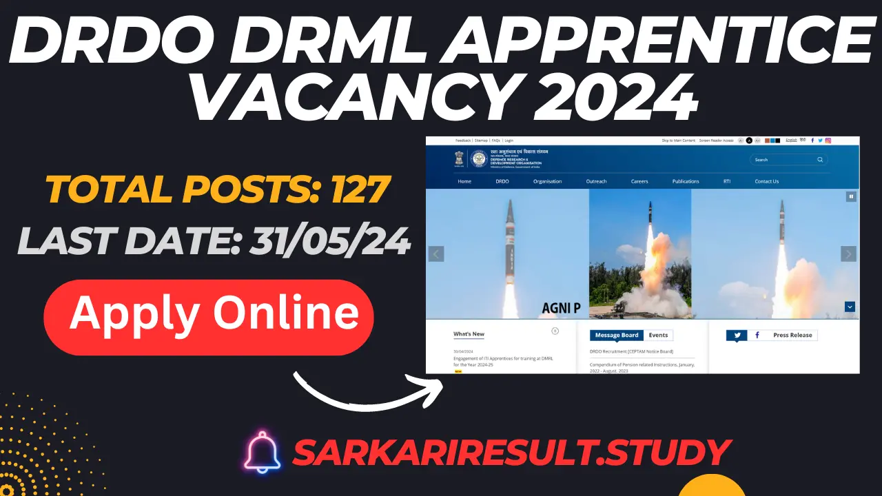 DRDO DRML Apprentice Vacancy 2024