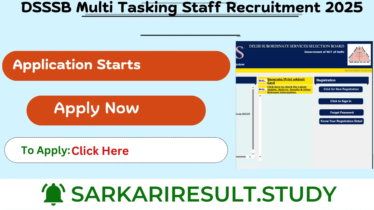 DSSSB Multi Tasking Staff Recruitment 2025