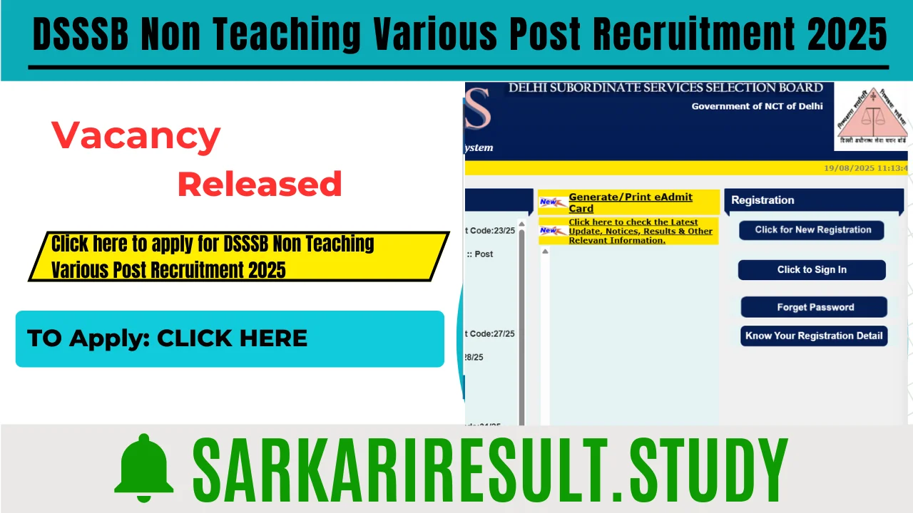 DSSSB Non Teaching Various Post Recruitment 2025