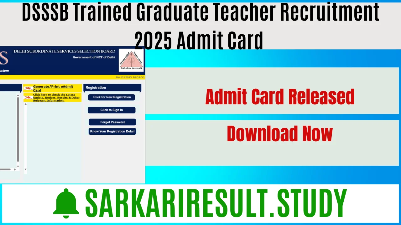  DSSSB TGT Recruitment 2025 Admit Card 