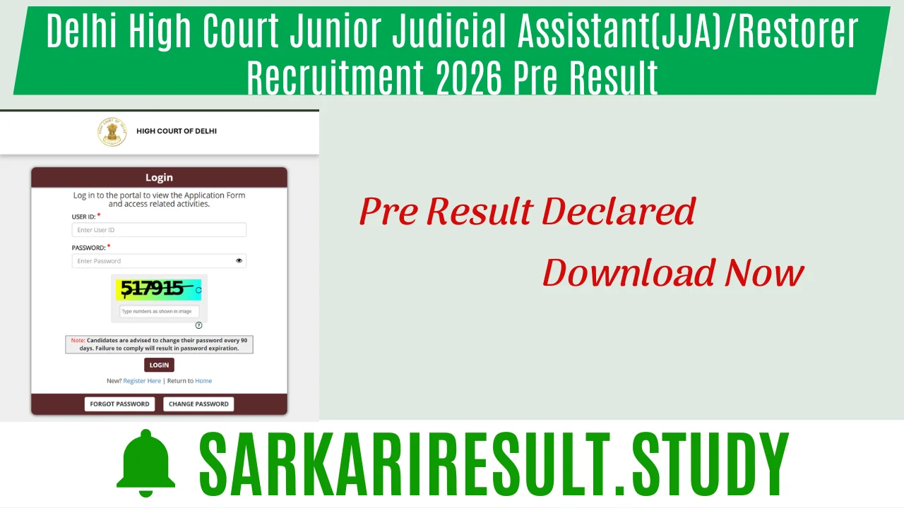 Delhi High Court Junior Judicial Assistant(JJA)/Restorer Recruitment 2026 Pre Result