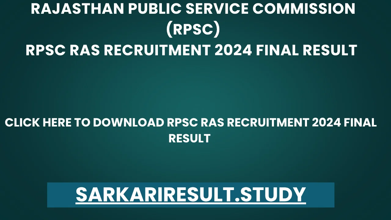 RPSC RAS Recruitment 2024 Final Result 