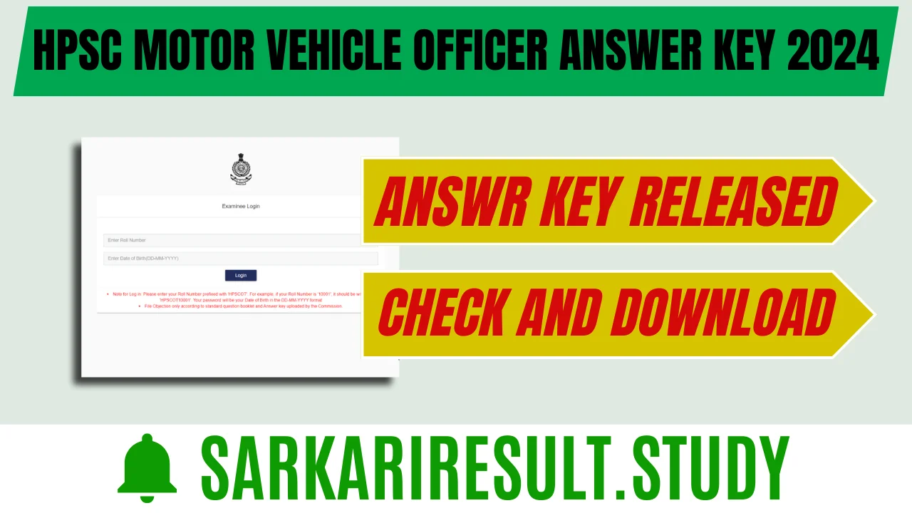 HPSC Motor Vehicle Officer Answer key 2024