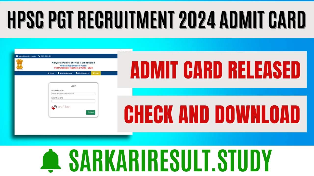 HPSC PGT Recruitment 2024 Admit Card