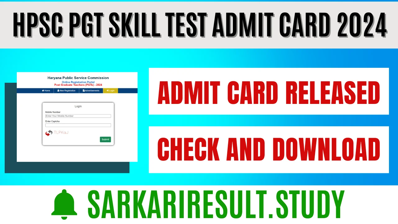 HPSC PGT Skill Test Admit Card 2024