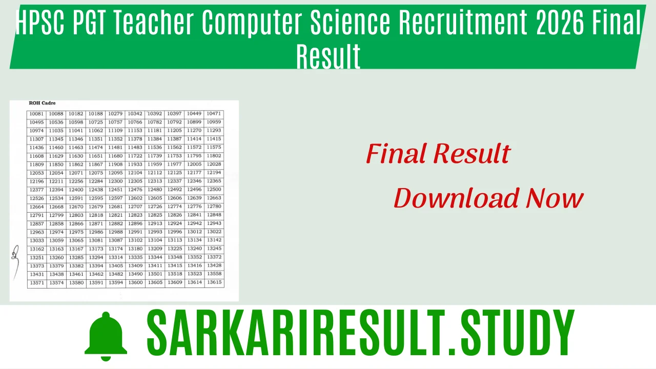 HPSC PGT Teacher Computer Science Recruitment 2026 Final Result