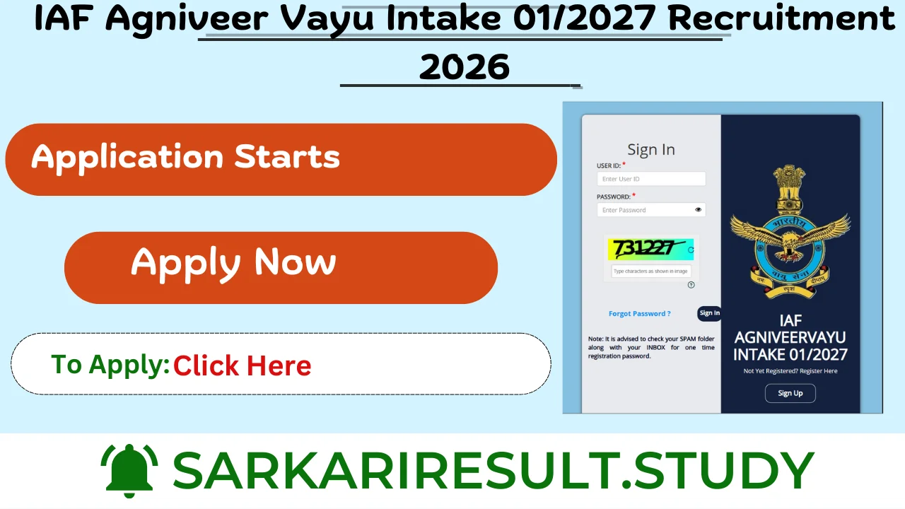 IAF Agniveer Vayu Intake 01/2027 Recruitment 2026