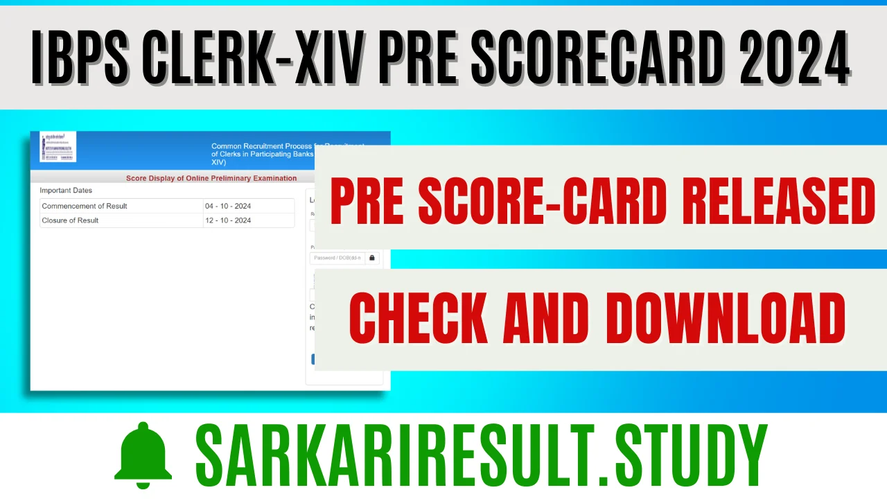 IBPS Clerk-XIV Pre Scorecard 2024