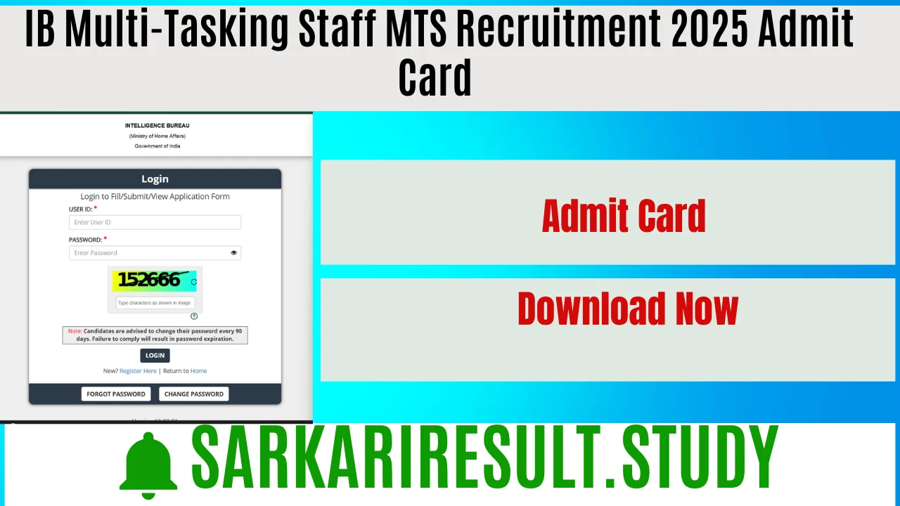 IB Multi-Tasking Staff MTS Recruitment 2025 Admit Card 
